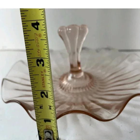 Vintage Pink Depression Glass Pedestal Candy Dish 7” - Picture 11 of 13